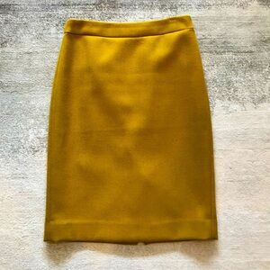 J Crew Wool Pencil Skirt in Mustard Ochre Yellow Size 00